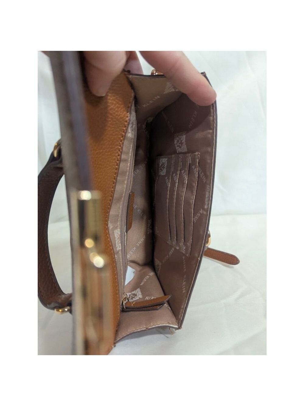 Anne Klein Logo Crossbody Convertible Shoulder Bag Brown Tan - Picture 10 of 13
